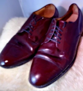 BOSTONIAN MENS LEATHER DRESS SHOE OXFORDS CROWN WINDSOR CAP TOE SIZE 9 MAROON - Picture 1 of 11