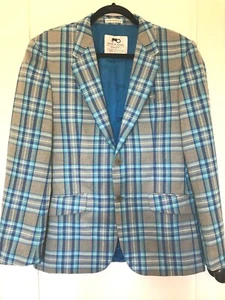 MOODS of NORWAY 2 Button Plaid Blazer Jacket Sport Coat Sz 42 EU 52 - Picture 1 of 10