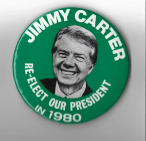 1980 reelegido Jimmy Carter para nuestro presidente botón político original - Imagen 1 de 1