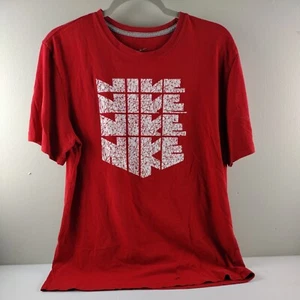 Nike T Shirt Regular Fit Herren Größe L Logo Kurzarm Rot Spellout - Bild 1 von 13