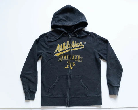 Oakland A's Sweatshirt Women's Medium Black Full Zip Hoodie MLB Baseball Cover