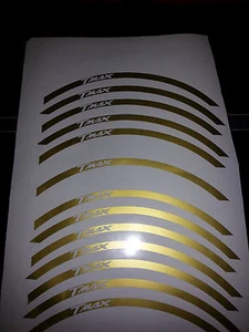ADESIVI per 2 cerchi moto YAMAHA TMAX ORO ADHESIVES for 2 YAMAHA TMAX ORO moto - Foto 1 di 1