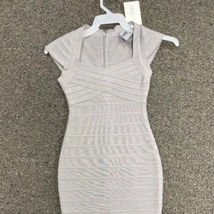 Katie J NYC Cap Sleeve Silver Bandage Girls Size Small - Picture 1 of 2