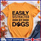 # Easily distracted by dogs funny t shirt tee-Mustard Yellow-M