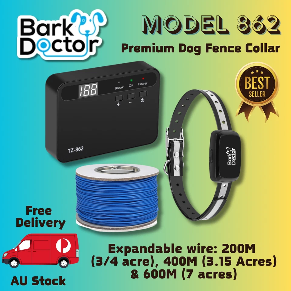 BARK DOCTOR PREMIUM ELECTRONIC DOG FENCE COLLAR WARNING+ZAP 200M 400M 600M Wire - Image 1 of 4