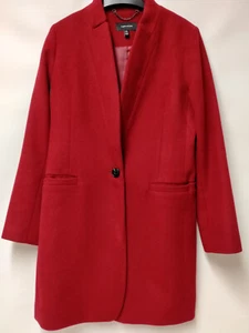 KAREN MILLEN Wool Blend Oversized Longline Logo Coat Pockets Lined UK6 RRP £220 - Picture 1 of 6