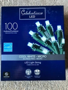 LED Micro/5mm Cool White 100 ct String Christmas Lights 24.75 ft. NEW IN BOX - Picture 1 of 1
