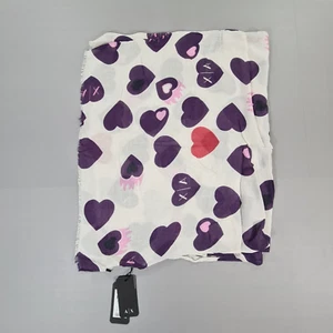 Bufanda para mujer Armani Exchange blanca púrpura con estampado de corazón ligera Love - Imagen 1 de 6
