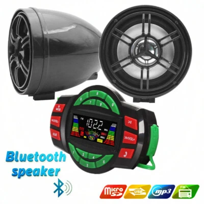 Bluetooth Wireless Speakers Audio System Stereo MP3 Radio ATV UTV Scooter Marine - Image 1 of 4