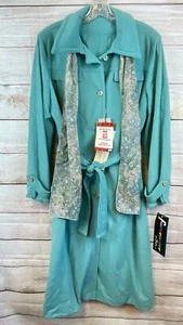 Vintage 1960s Forecaster of Boston Trench Rain Coat Size 13/14 Blue Scarf - Picture 1 of 14