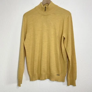 Kuna Men’s William Yellow Baby Alpaca Knit Pullover Sweater Casual 1/4 Zip NWT - Picture 1 of 9