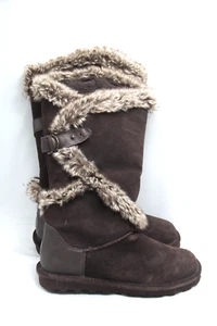 BEARPAW Sheilah Boots Womens 11 Brown Suede Fur Tall Winter Insulated Waterproof - Picture 1 of 5