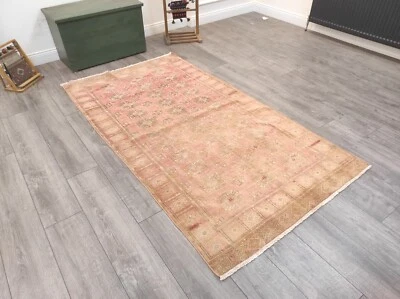 Orange Persian Rug, Oriental Rug, Living Room Rug, Bohemian Rug, 3.8 x 7.1 ft - Image 1 of 4