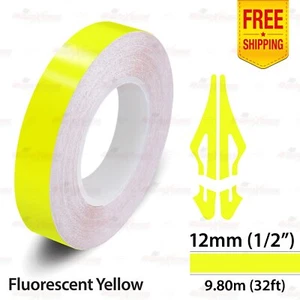 1/2" 12mm PinStriping Stripe Tape Styling Decal Vinyl Sticker FLUORESCENT YELLOW - Picture 1 of 12