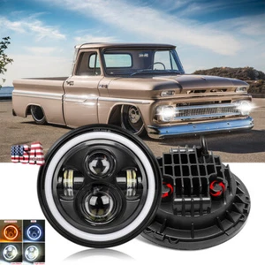 DOT 7" Halo LED Headlight Hi/Lo Beam for Chevy C10 C20 C30 K10 K20 K30 Truck LUV - Foto 1 di 11