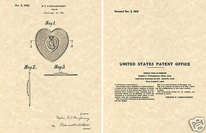 Impresión artística patente de corazón púrpura de EE. UU. ¡LISTO PARA ENMARCAR!!! 1933 Medalla Pin Premio Valor - Imagen 1 de 1