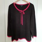 Lands' End Women's Cashmere Round Neck 3/4 Sleeve Sweater Self Tie Brown Size XL
