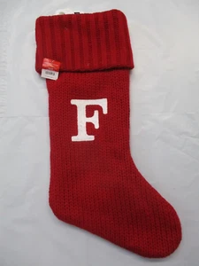 WONDERSHOP TARGET RED KNIT CHRISTMAS STOCKING LETTER F MONOGRAM 18" NEW - Picture 1 of 3