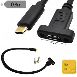 USB 3.1 Type C Male to Female Panel Mount Screw Hole Data Sync Extension Cable