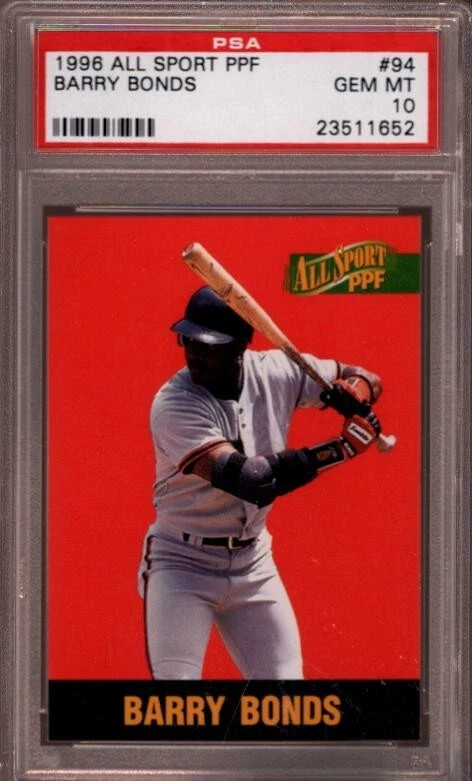 1996 ALL SPORT PPF # 94 BARRY BONDS "LOW POP" SAN FRANCISCO GIANTS PSA 10 GEM-MT - Image 1 of 1