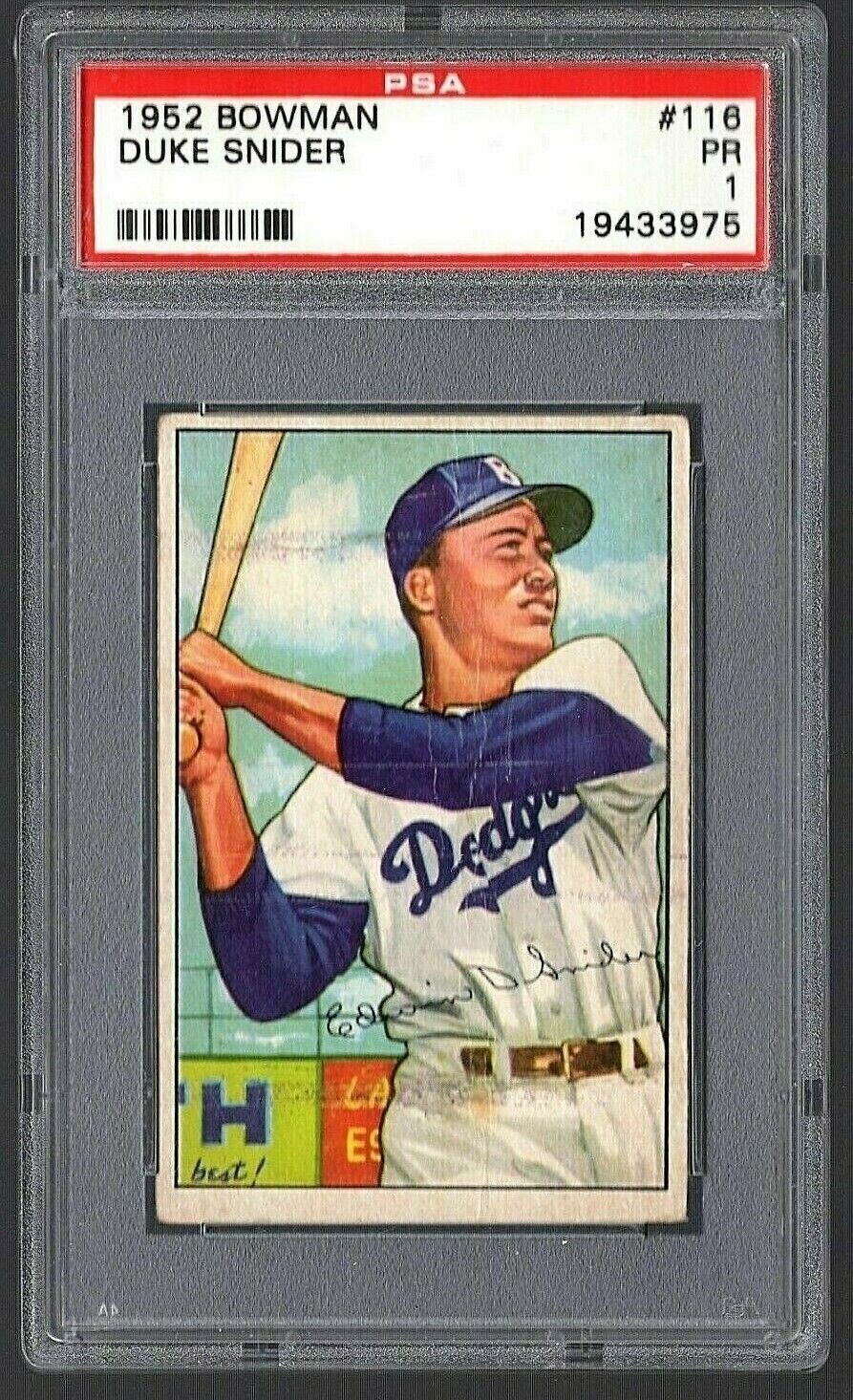 1952 Bowman Duke Snider #116 Baseball Card PSA 1 - Inventory: 1500r