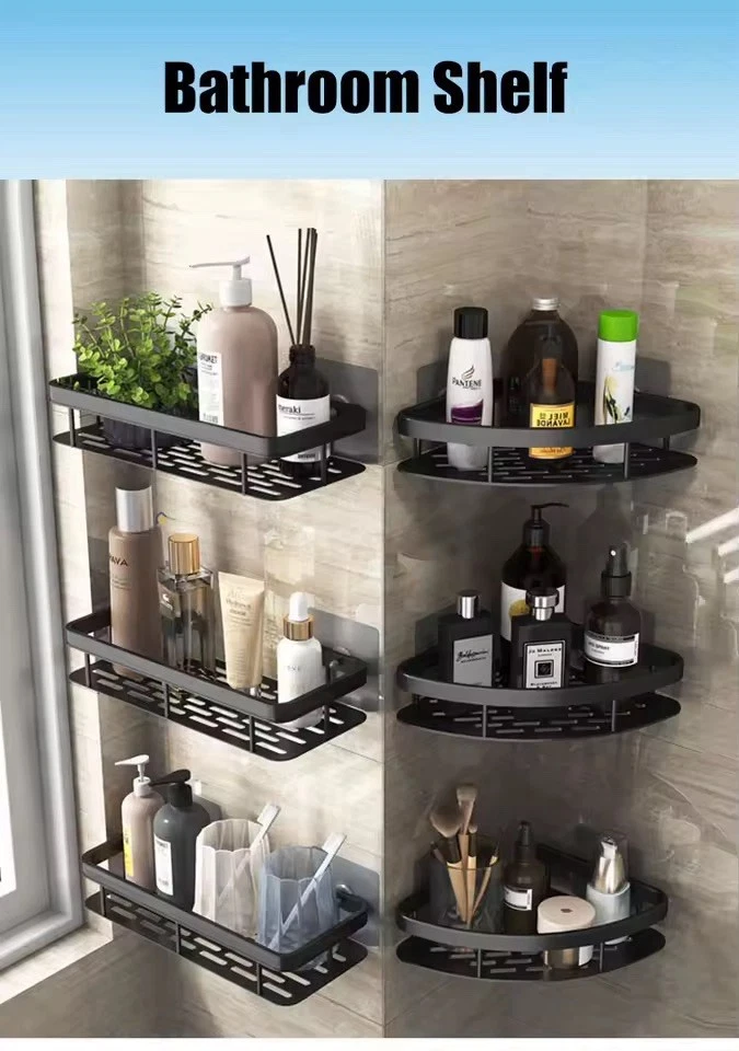 Adhesive Bathroom Storage Rack Wall Shelf Shower Caddy No Drill Organizer