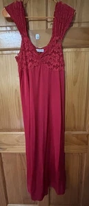 Vintage Lorraine tiefrotes ärmelloses Nachthemd Schlupfkleid L seidige Spitze - Bild 1 von 8