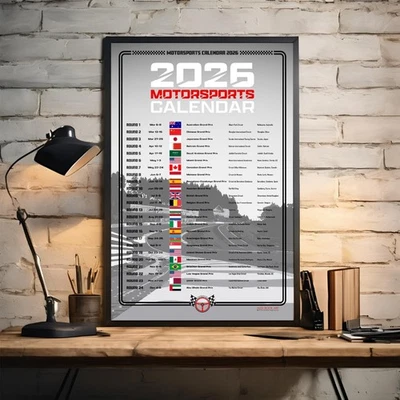 2026 Motorsports Calendar Poster Full F1 Race Schedule Formula Racing Best Gift - Image 1 of 4
