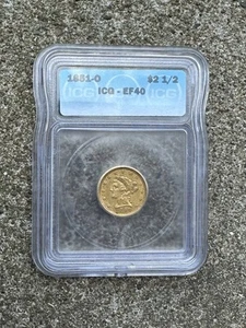 1851 O $2,50 ORO LIBERTY TESTA QUARTO AQUILA - DATA MIGLIORE - ICG EF40 - XF40 - Foto 1 di 4