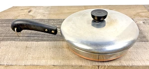 Vintage Revere Ware 8 inch Fry Pan Skillet Copper Bottom W/Lid USA PR09 - Picture 1 of 14