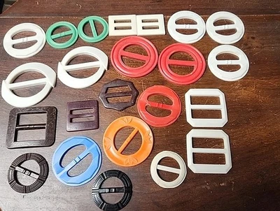 Lote De 23 Hebillas/Bufanda Diapositivas Baquelita/Plástico/Colores Surtidos/Tamaño Foto 1 de 4