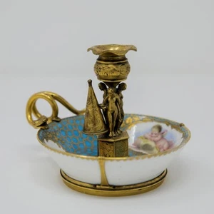 A Rare Sevres Gilt Bronze Mounted Porcelain Chamberstic Candle Holder 18C. - Picture 1 of 17