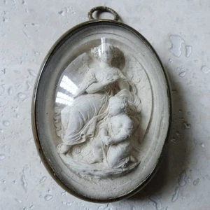 ANTIKE MEERSCHAUM GESCHNITZTE RELIGIÖSE RELIEFPLAKETTE 19. JAHRHUNDERT 1880er ( #8 ) - Bild 1 von 6