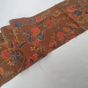 Tawny Brown #D 6,5x79-2,19yd LANG handbemalt Tsumugi Seide Kimono Stoff TJ21 - Bild 1 von 6