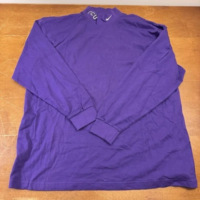 VINTAGE TCU Horned Frogs Shirt Mens 2XL Purple Long Sleeve Mock Neck Nike - Image 1 of 4