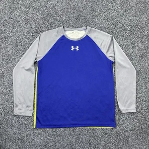 Under Armour Shirt Boys Loose Blue Long Sleeve Crew Neck Heatgeat Size XL - Picture 1 of 4