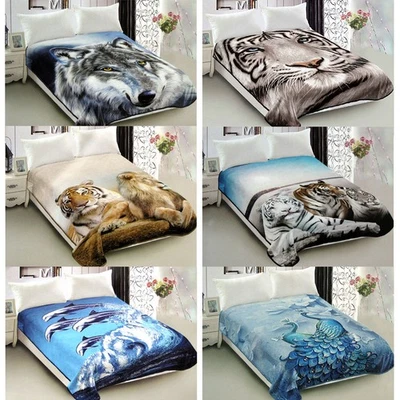 800GSM Luxury Reversible Animal Pattern Mink Blanket Queen 200 x 240 cm - image 1 of 2