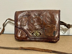 Cartera de cuero mexicana vintage trabajada a mano con cremallera rota - Imagen 1 de 15