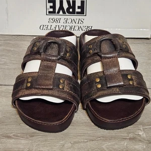Sandalias Frye Astor Slides de cuero chocolate nuevas con caja para hombre talla 7 D 88710 - Imagen 1 de 11