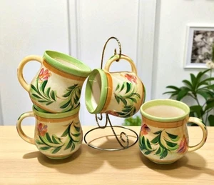 Gail Pittman Keramik EVE Kaffeetassen 4er Set Teetassen 8 Unzen handbemalt Landhaus - Bild 1 von 10