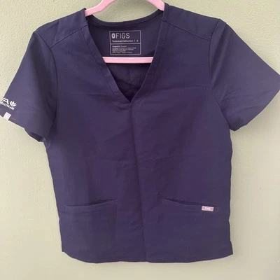 Figs Women’s Technical Collection Navy Blue 2 Pocket Scrub Top, small - Image 1 of 4