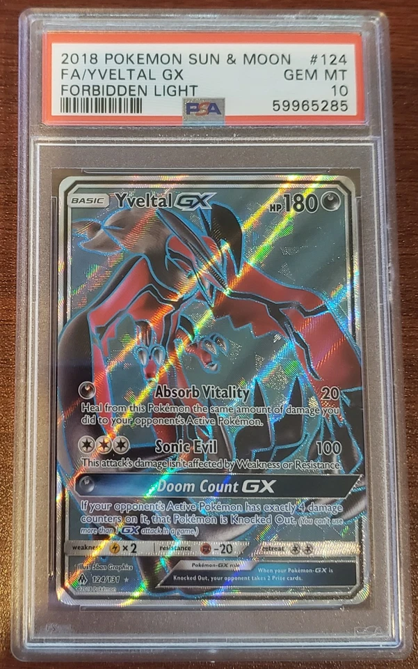 PSA 10 Gem Mint - Yveltal GX Full Art 124/131 - Pokemon S&M: Forbidden Light - Image 1 of 3