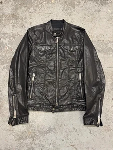 AW2015 Dsquared2 Waxed Black Trucker Jacket (M) - Imagen 1 de 9