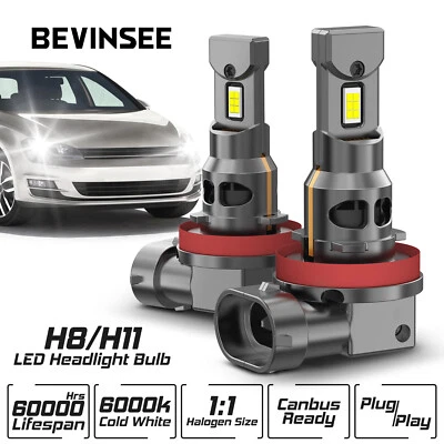 Bevinsee 2x H11 H8 H9 Ampoules de Phare LED Canbus Sans Erreur Lampe Blanc Froid - Bild 1 von 4
