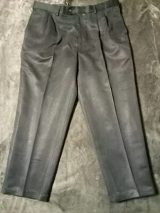 CROFT & BARROW Black Mens Pleated Dress Pants Elástic Waist Pants 36x30 - Picture 1 of 9