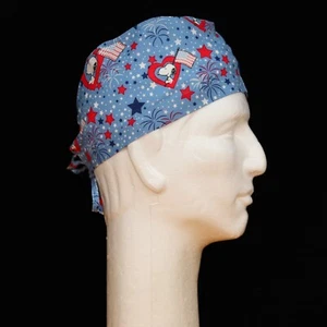 Peanuts Gang Snoopy 4th July Fireworks theme Scrub Hat - Picture 1 of 1