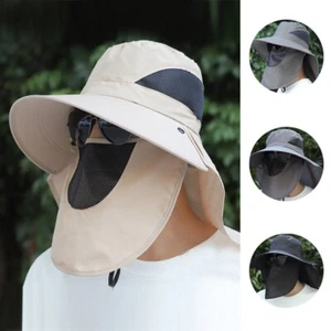 Breite Krempe Sonnenhut UV-Schutz Bucket Cap für Wandern Camping Gesichtsbedeckung Unisex - Bild 1 von 9