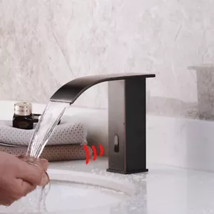 ORB Bathroom Faucet Waterfall Spout Automatic Sensor Touch Free Deck Mounted Tap - Picture 1 of 12