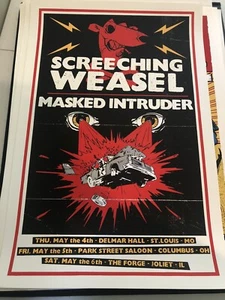 Screeching Weasel Tour Gig Poster Silkscreen Masked Intruder 2017 16x24 - Picture 1 of 1