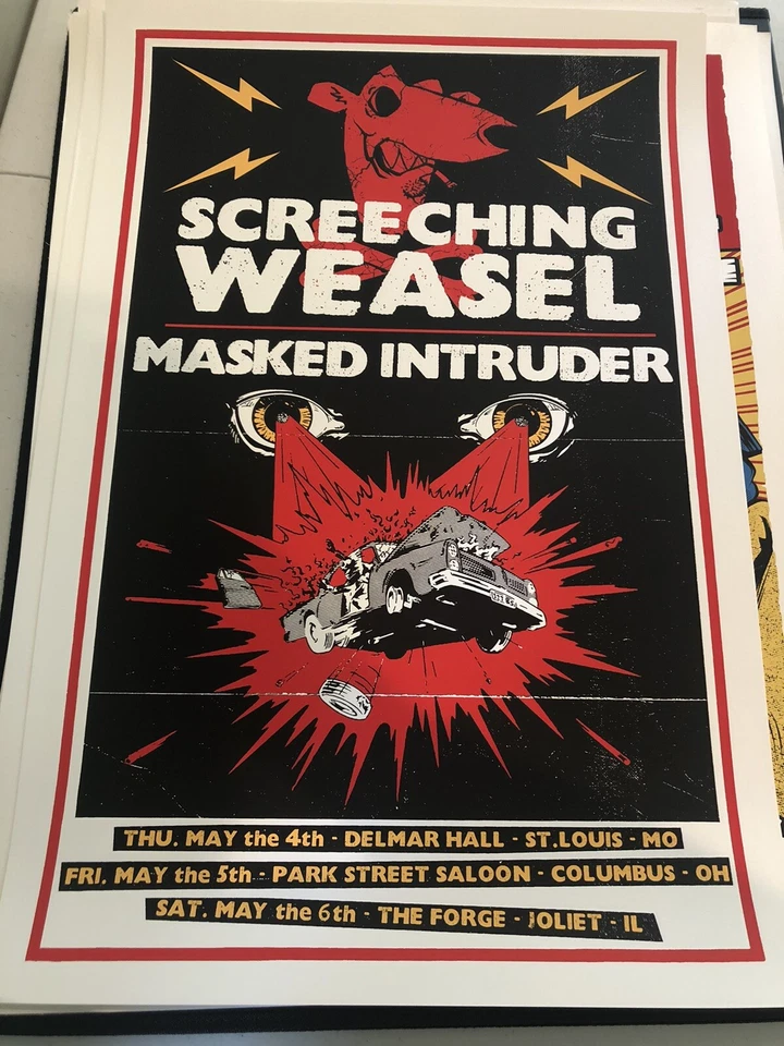 Screeching Weasel Tour Gig Poster Silkscreen Masked Intruder 2017 16x24 - Image 1 of 1